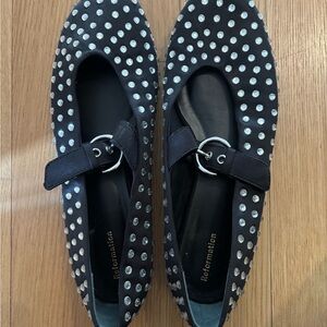 Reformation Black Flats with Silver Accents